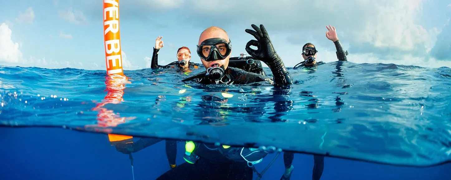 snorkelling in Fiji from a catamaran